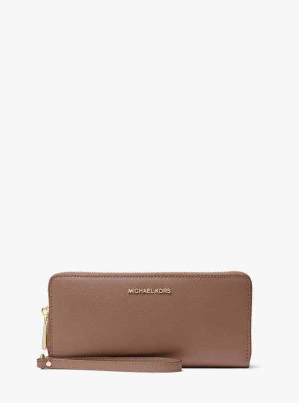Damske Penazenky Michael Kors Crossgrain Leather Continental Wristlet Káva - Doplnky Michael Kors Obchod | OAVKG-1370